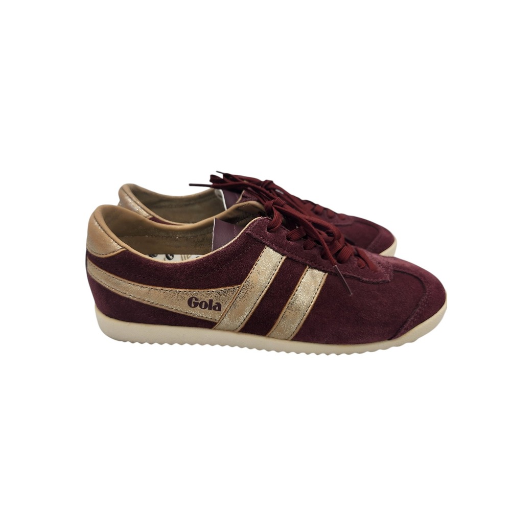 Gola Bullet Mirror Sneakers Women Size 6 Burgundy Gold Suede CLA189 Retro